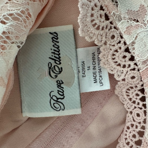 Rare Editions Asymmetrical Lace Dress Blush Kid 14y - Picture 2 of 6